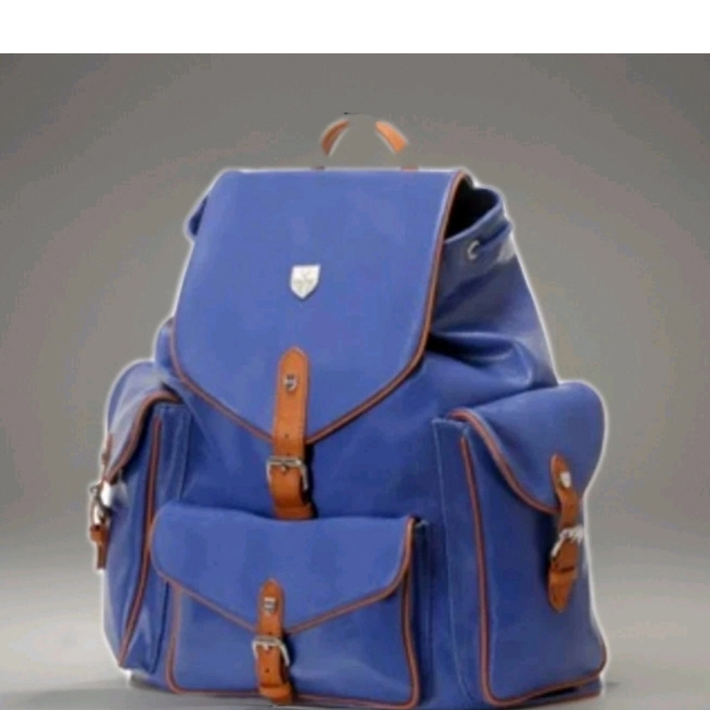 PARK Remi Lake Backpack Italian Coated Canvas & Leather MSRP $595  16.5"x 17" XL